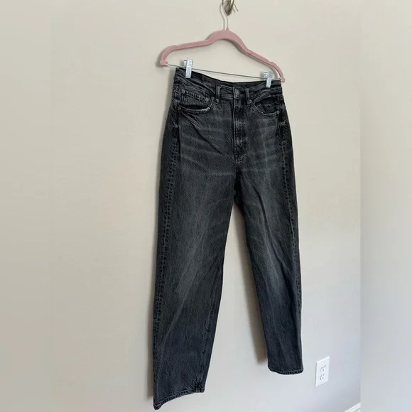 American eagle baggy straight leg jeans black distressed - Picture 4 of 10